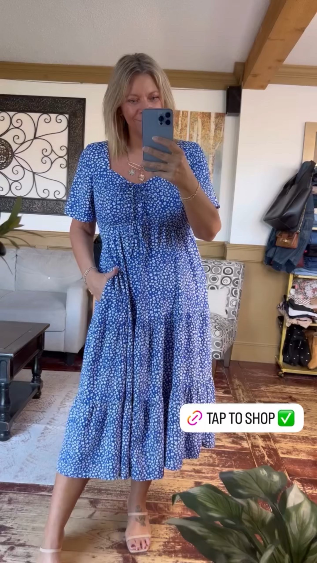 Flutter sleeve midi dress with pockets- size 12 
Spring dress 

#LTKSeasonal #LTKOver40 #LTKMidsize