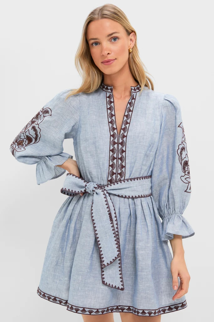 Chambray Embroidered Dowling Mini Dress | Tuckernuck (US)