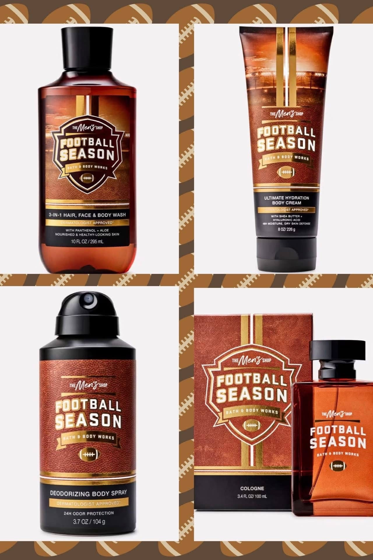 The new Men’s Football Season Collection 🏈 from Bath & Body Works smells simply amazing, and is on major sale today! I bought these products for the men in my family when they recently launched since I think it’s a fun theme, but the smell itself is wonderful! Hard to adequately describe, but literally smells like everything good about Fall and football season rolled into a men’s fragrance that is so pleasant and not overpowering at all. 🏈

#LTKSaleAlert #LTKMens #LTKselfcare
