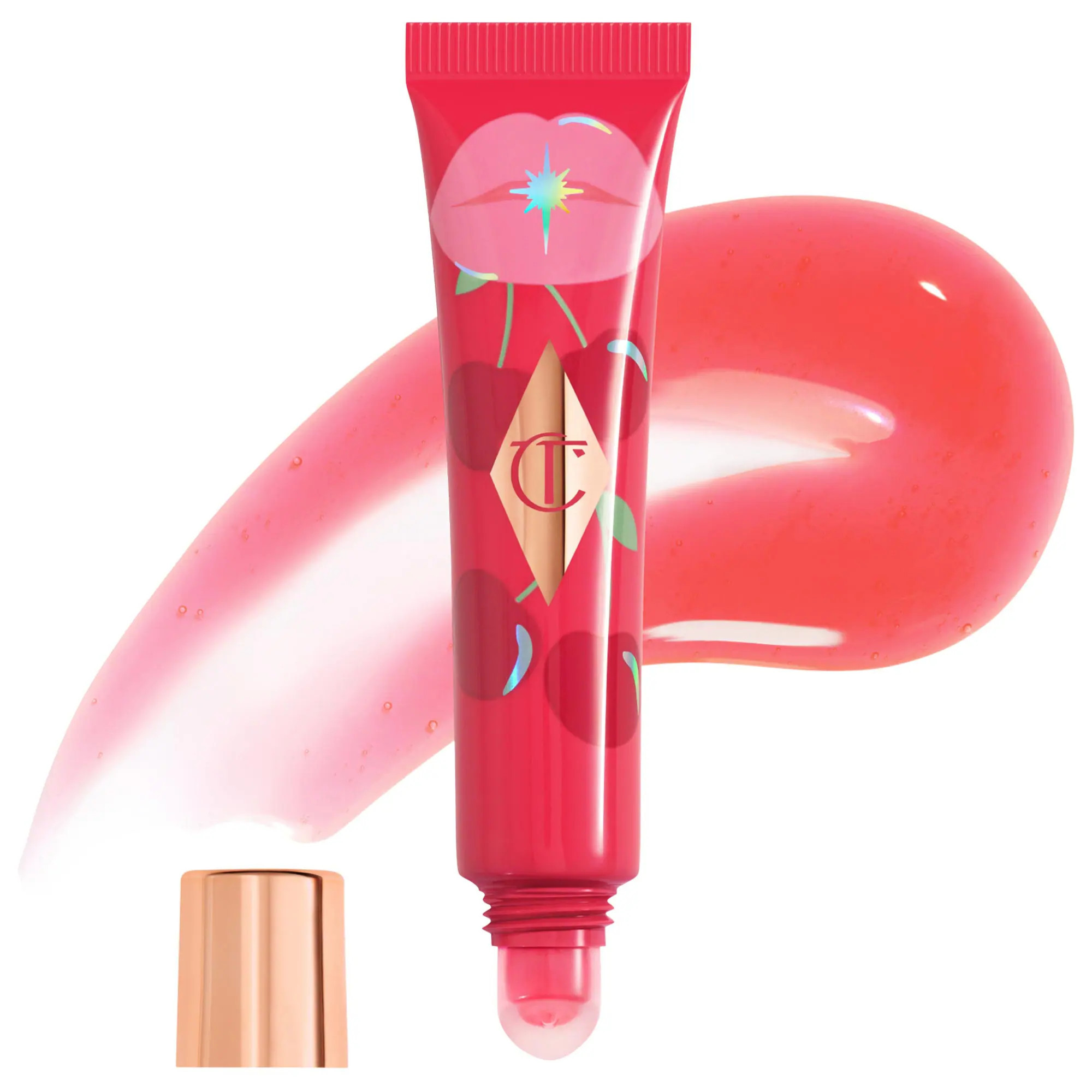 Charlotte Tilbury Unreal Lips Healthy Glow Nectar Lip Oil with Hyaluronic Acid and Vitamin E Juicylicious Cherry Glaze 0.47 oz/14 mL | Sephora (US)