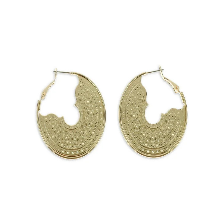 Time and Tru Women's Filigree Hoop Earrings, Gold-Tone | Walmart (US)