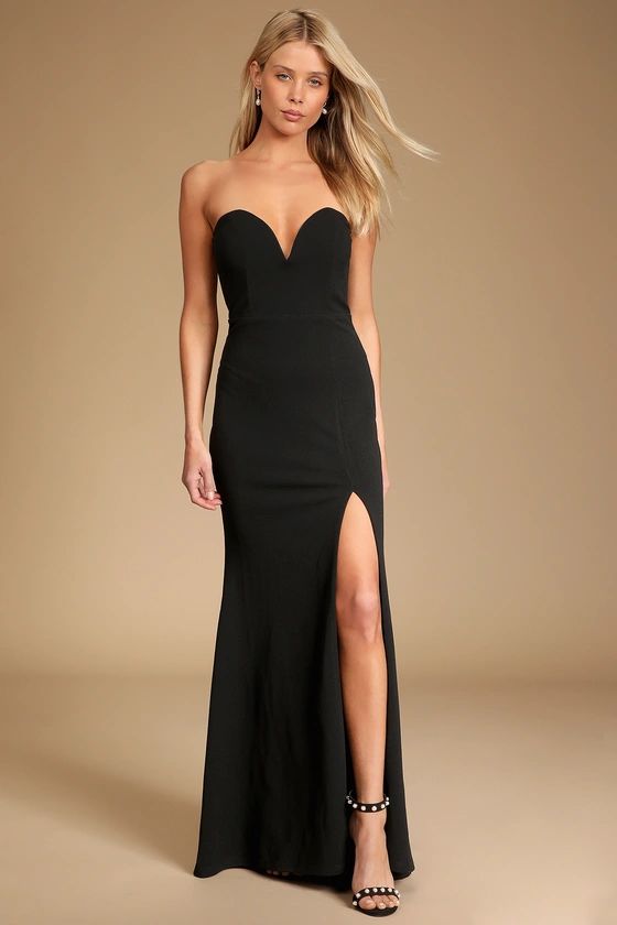 Classic Stunner Black Strapless Mermaid Maxi Dress | Lulus (US)