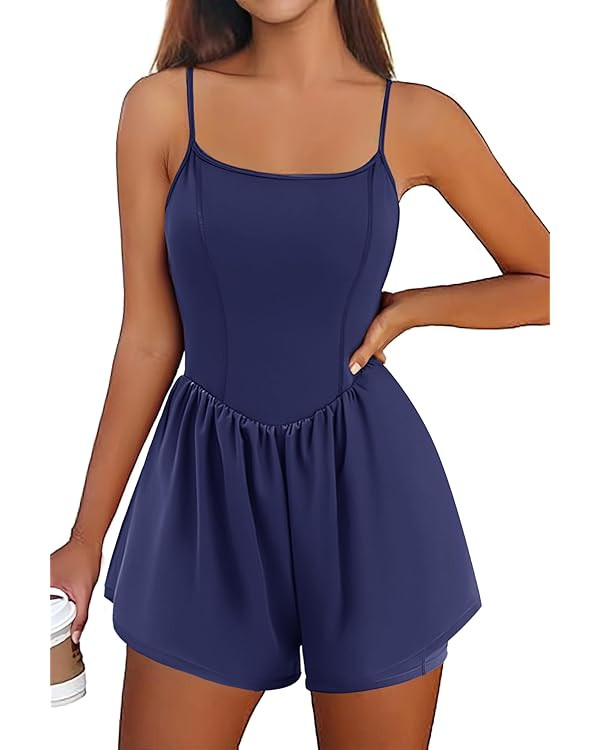 Ekouaer Womens Summer Sleeveless Workout Rompers Athletic Jumpsuit Double Lined Shorts One Piece ... | Amazon (US)