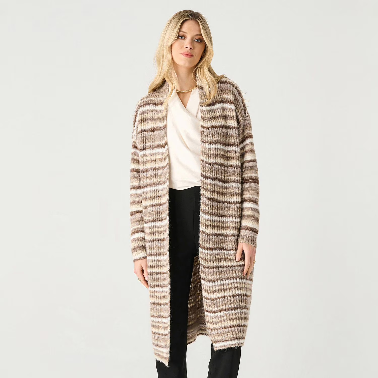 Devoted long sleeve midi-length open-front cardigan | Walmart (CA)