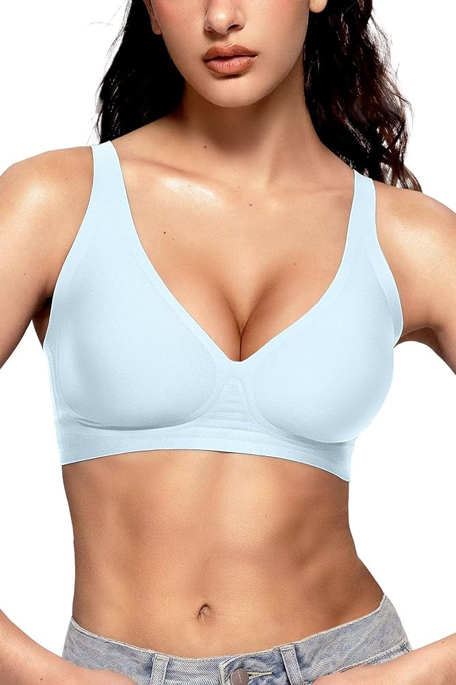Vertvie Jelly Wireless Bras for Women Push Up Plunge Seamless T-Shirt Bras No Underwire Supportiv... | Amazon (US)