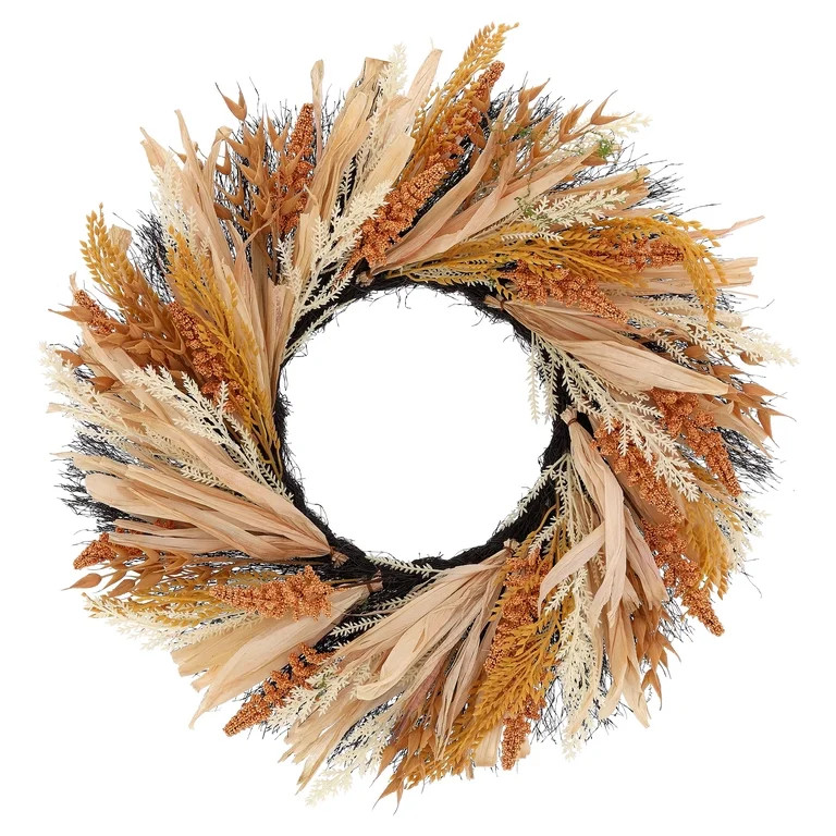 Harvest Botanicals Wreath, Natural and Gold, 24", Fall by Way To Celebrate | Walmart (US)