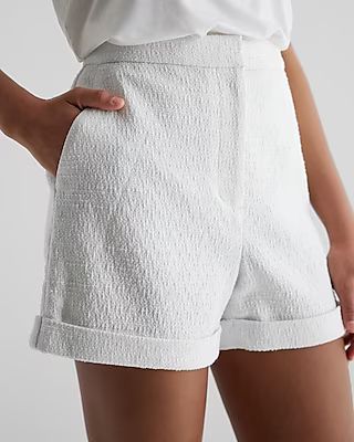 Editor Super High Waisted Boucle Tweed Shorts | Express