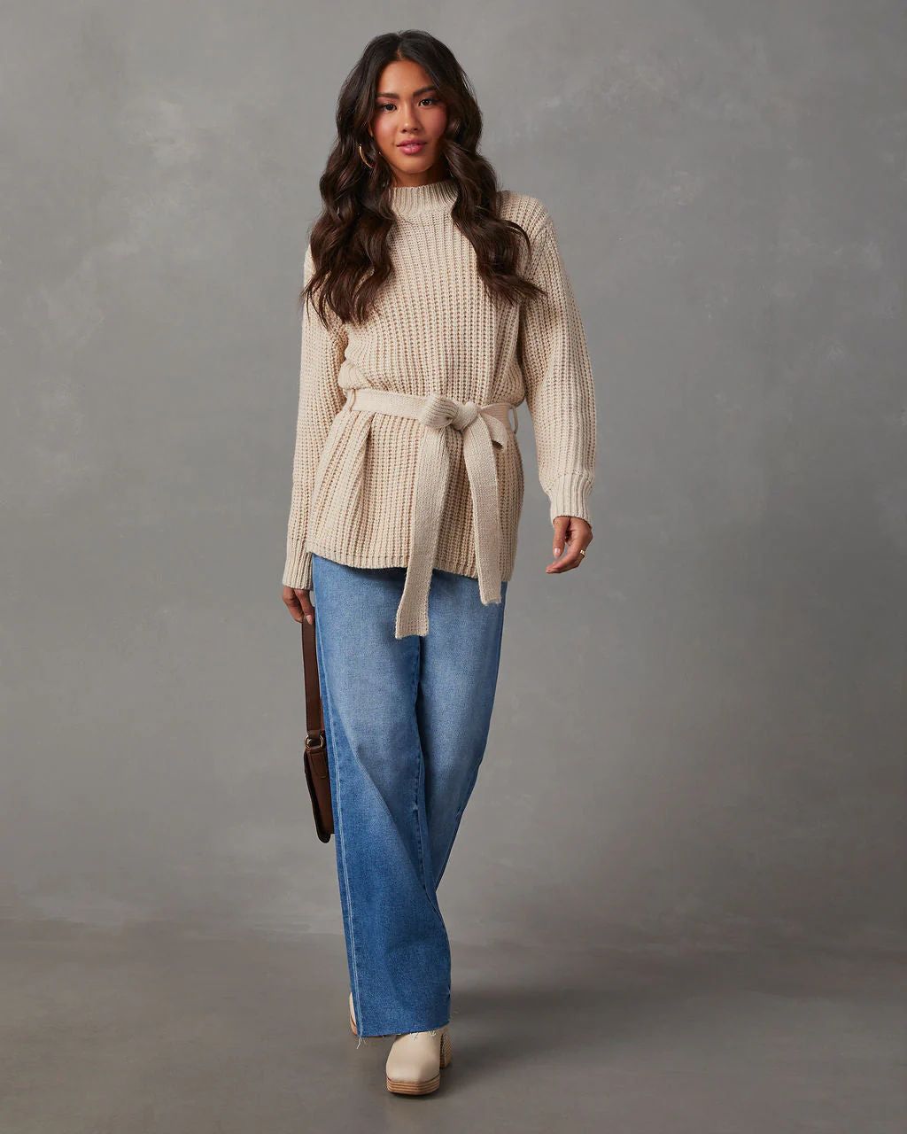 Wixson Belted Mock Neck Sweater | VICI Collection
