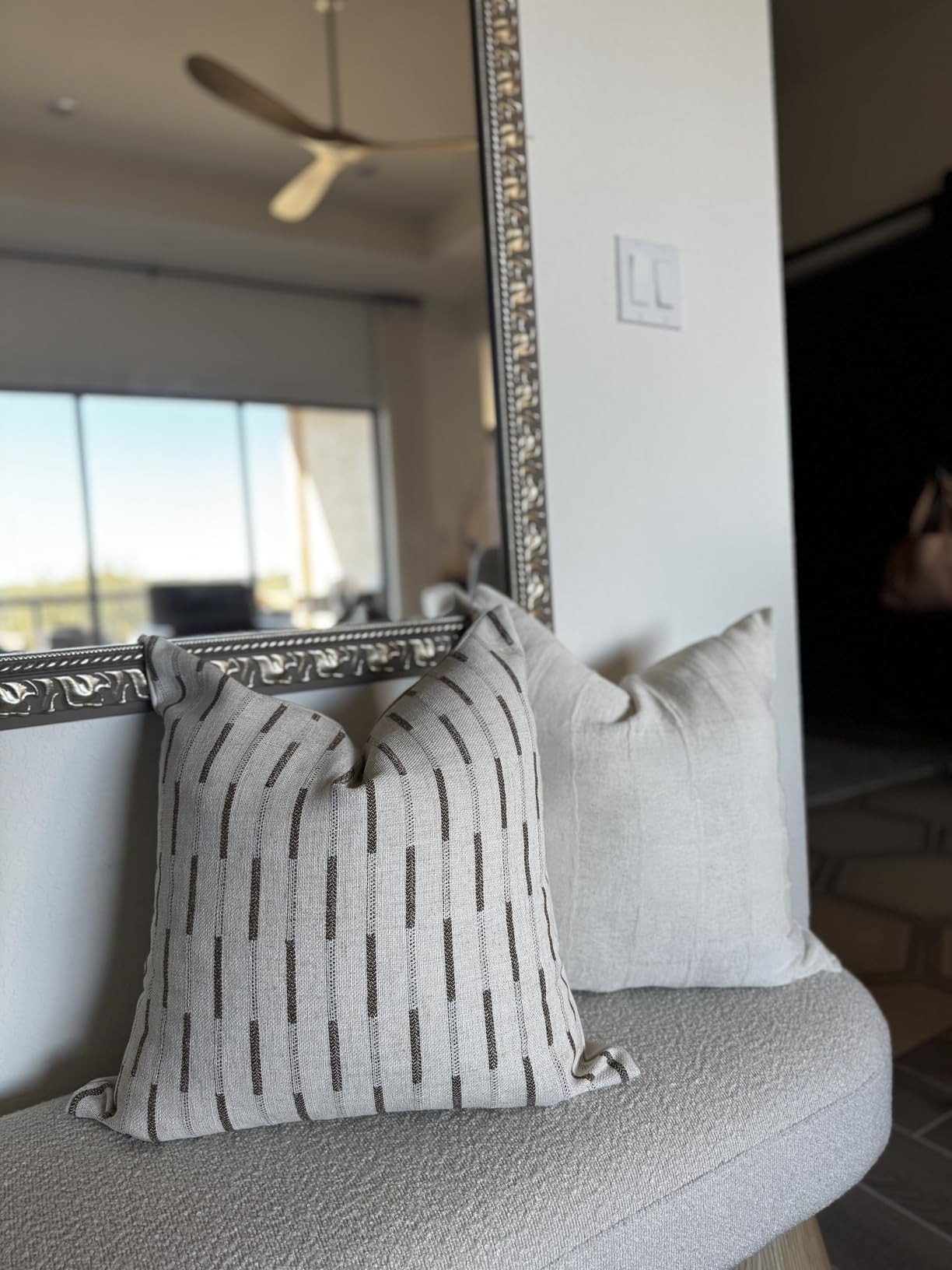 Decorative Neutral Throw Pillow Covers 20x20 Farmhouse Pillow Covers Cotton Stripe Cushion Covers... | Amazon (US)