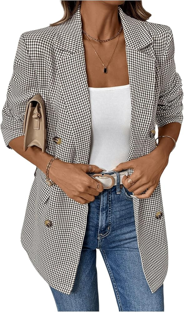 Floerns Women's Casual Long Sleeve Graphic Colorful Blazer Work Suit Jackets | Amazon (US)