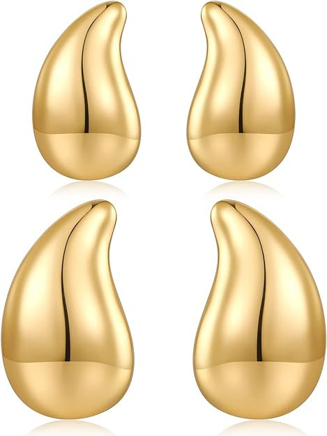 MUYAN Waterdrop Earrings for Women,Chunky Gold Silver Drop Earrings Fashion Jewelry Gift | Amazon (US)