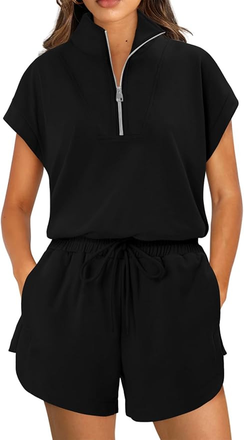 KISSMODA Two Piece Sets for Women Sweatsuit Casual Tracksuits Short Sleeve Tops and Shorts 2025 L... | Amazon (US)