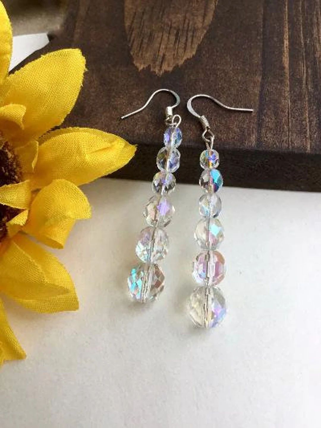 Clear Crystal Dangle Earrings - Aurora Borealis Earrings - Sparkle Earrings - Jewelry Gifts for W... | Etsy (US)