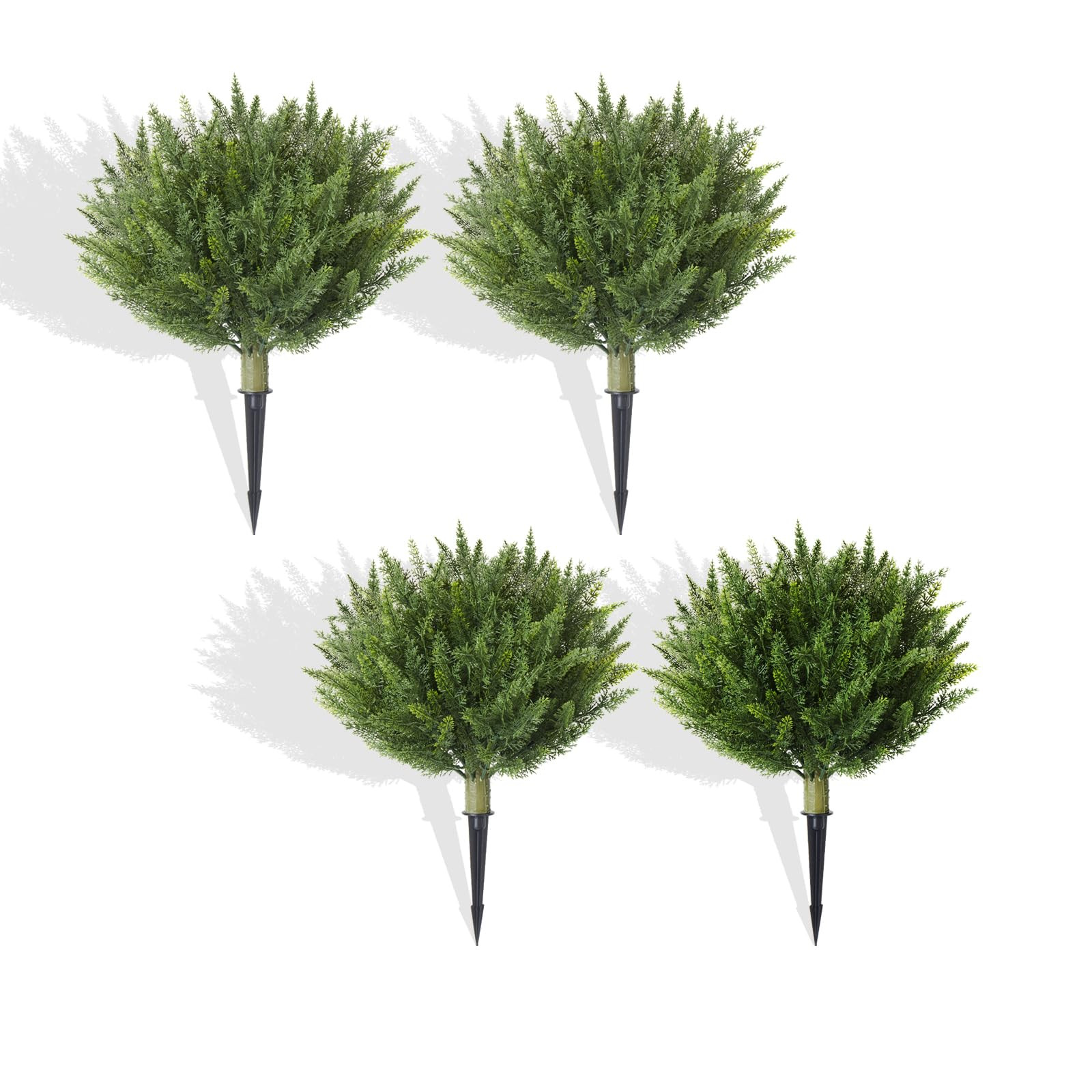 Set of 4 Artificial Cypress Topiary Shrubs, 20" UV-Resistant Faux Cedar Outdoor Plants with Groun... | Amazon (US)