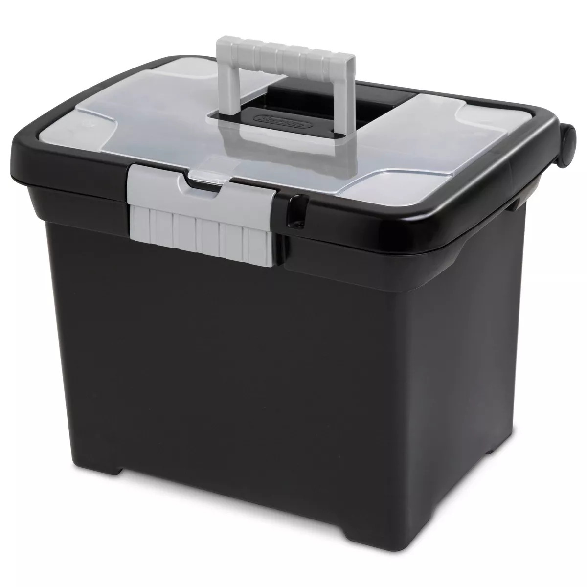 Sterilite Medium Letter File Box Black: Plastic File Organizer with Handle & Clear Cover, 8.5x11 ... | Target