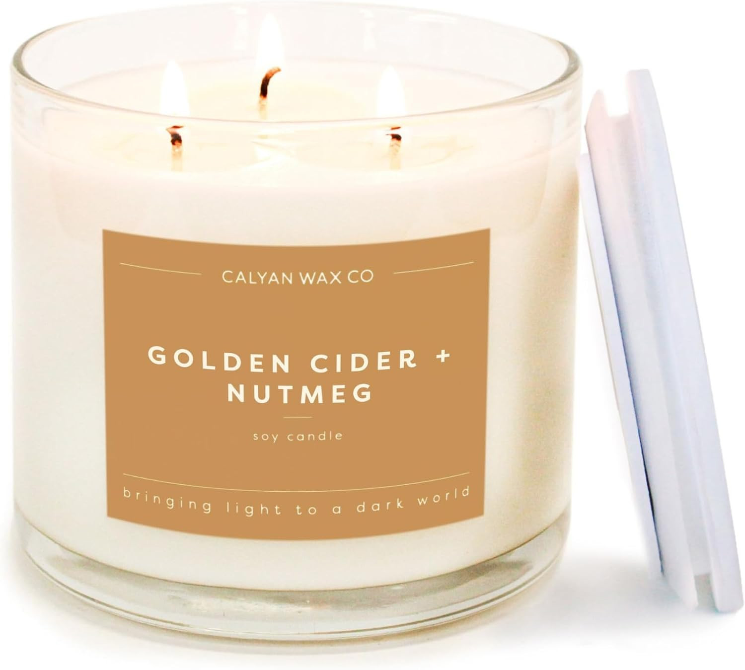 Calyan Wax Co. Golden Cider & Nutmeg 3 Wick Scented Candle - 43 Hour Burn | Amazon (US)