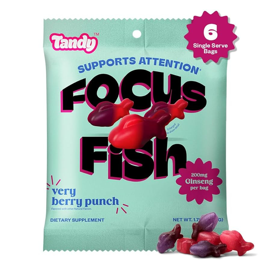 Tandy Focus Fish American Ginseng Gummies I Memory, Attention & Focus Gummies with Very Berry Pun... | Amazon (US)