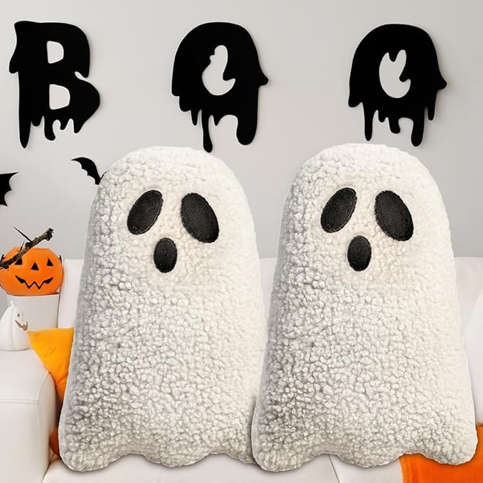 Ghost Pillow,Ghost Decor,Halloween Pillows Set of 2 White Cute Ghost Indoor Decorative Throw Pill... | Amazon (US)