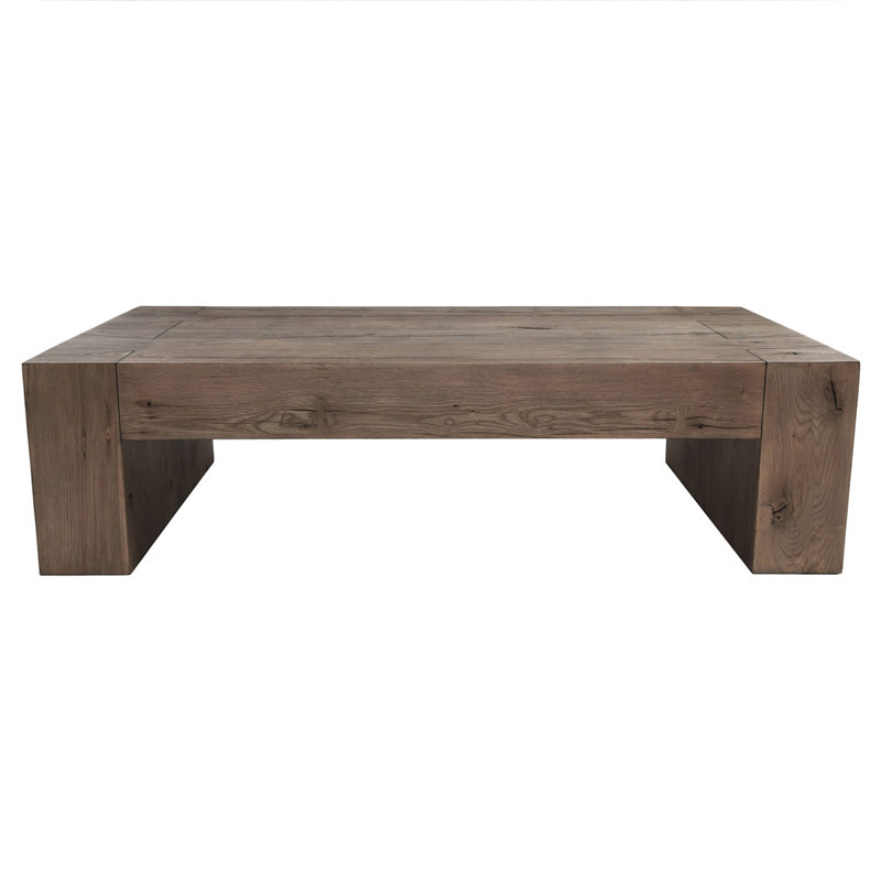 Brissy Rustic Lodge Brown Oak Wood Rectangular Coffee Table | Kathy Kuo Home