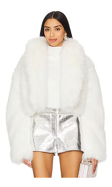 AFRM Stephanie Fur Jacket in Off White from Revolve.com | Revolve Clothing (Global)