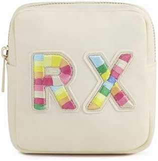 uekeboag Personalized Small Nylon Rx Cosmetic Bag, Cute Chenille Letter Patch Medicine Drug Pouch... | Amazon (US)