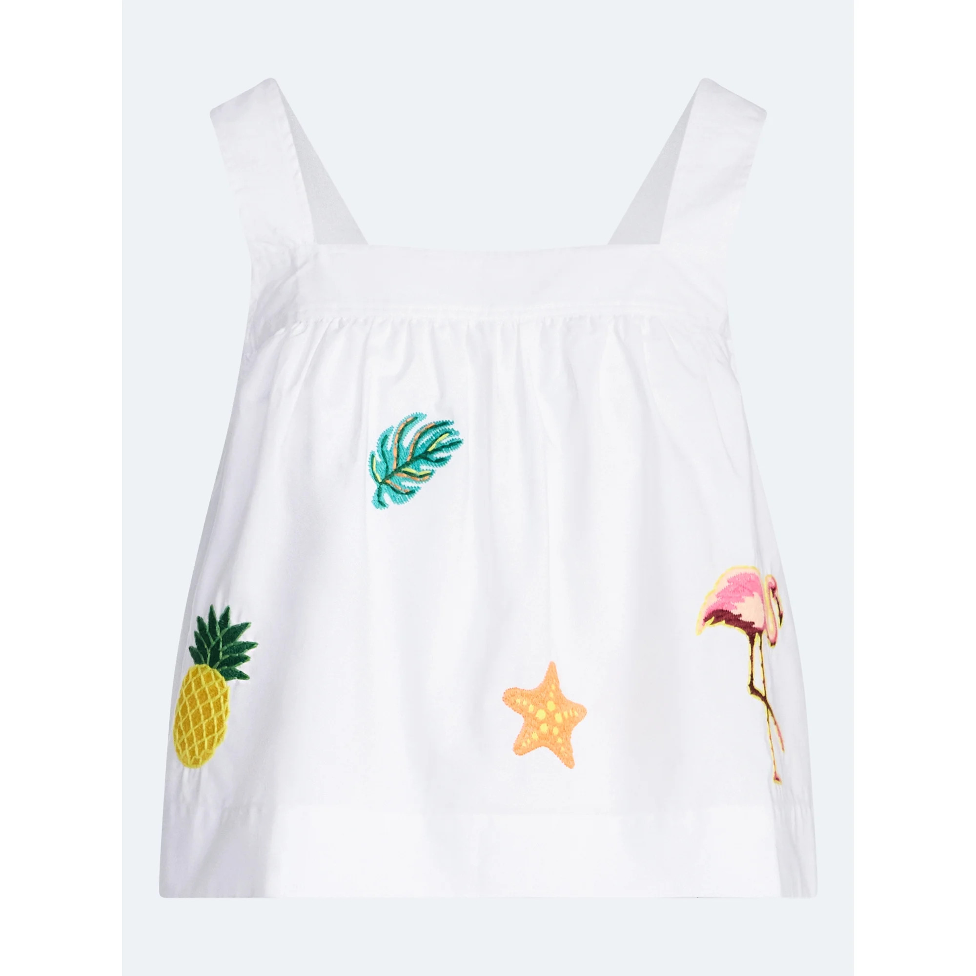 Free Assembly Women's and Women’s Plus Embroidered Cotton Square Neck Top, Sizes XS-4X | Walmart (US)