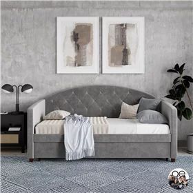 Queer Eye Liam Upholstered Daybed with Trundle, Twin/Twin, Light Gray | Walmart (US)