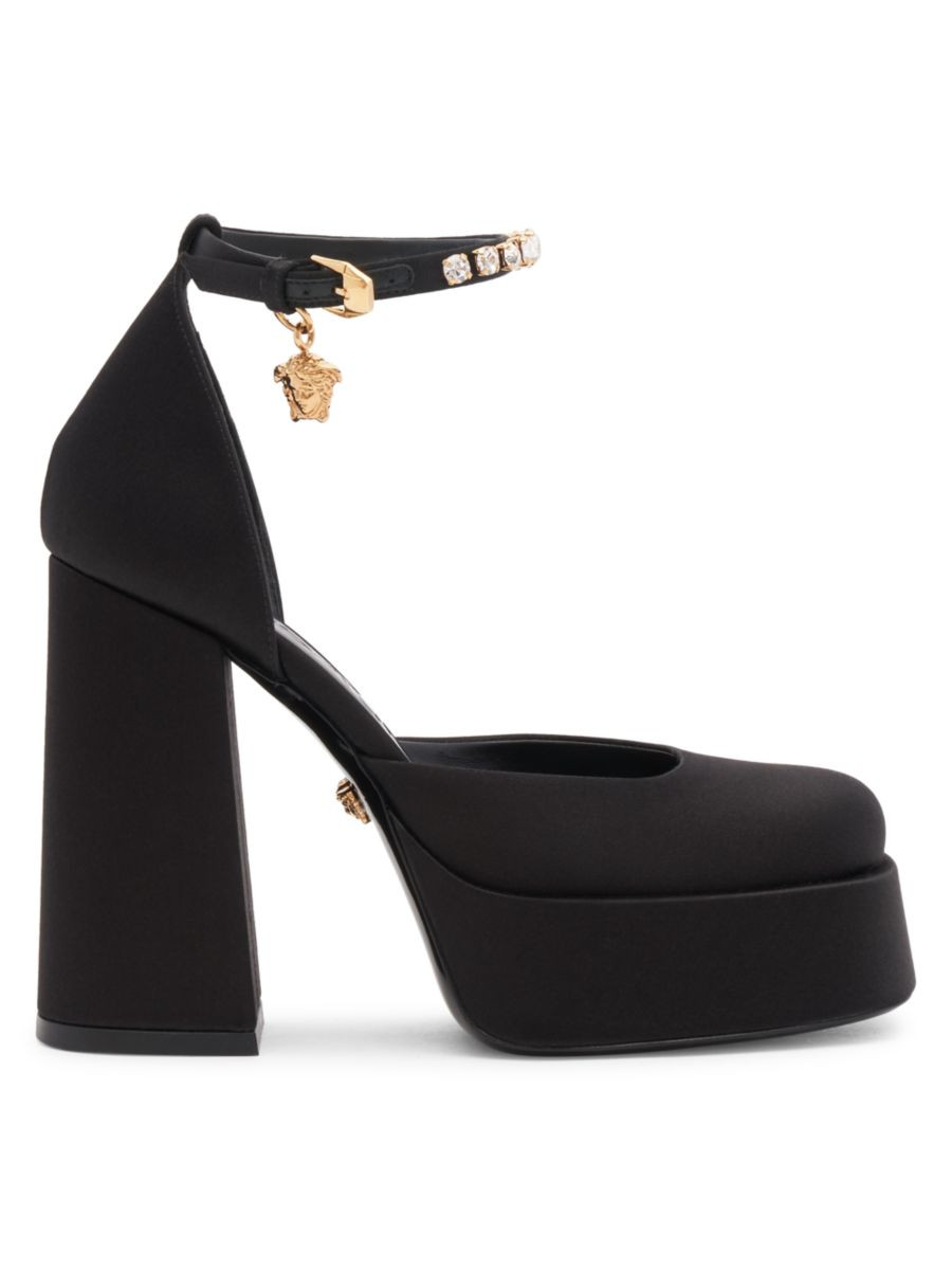 Medusa Aevitas Satin Crystal-Embellished Platform Pumps | Saks Fifth Avenue