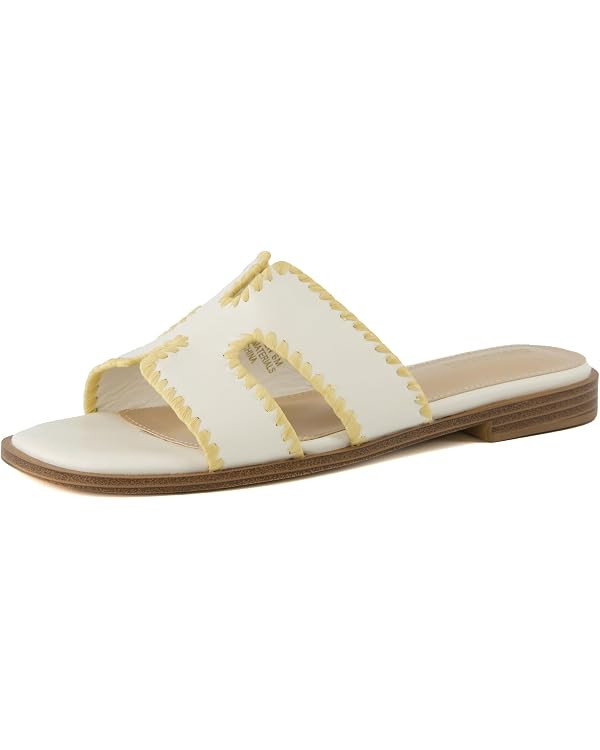 CUSHIONAIRE Voyage Cutout Strap Slides for Women, Slip On Summer Flats, Trendy Footwear, Comforta... | Amazon (US)