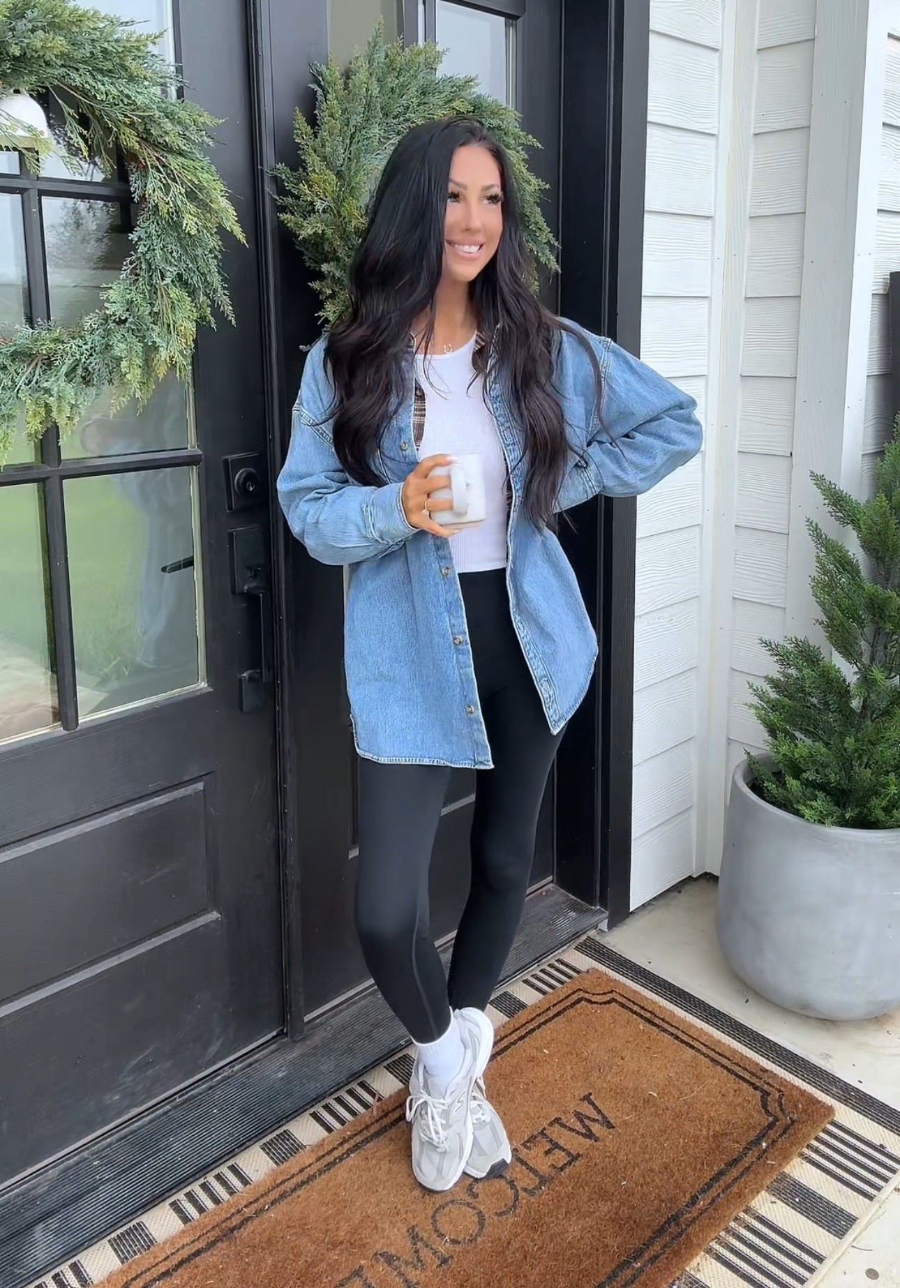 Medium in denim shirt 