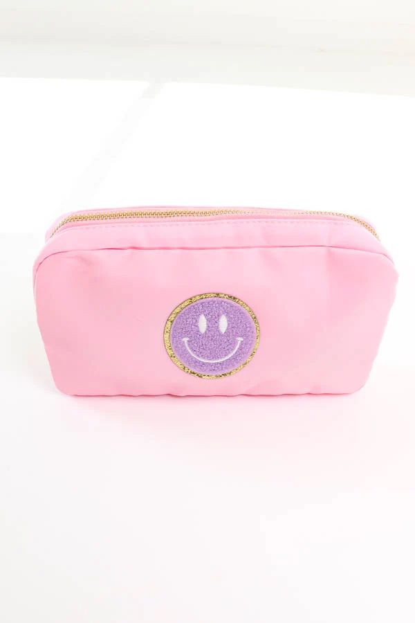 Medium On The Go Pouch - Pink Smiley | The Impeccable Pig