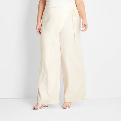 Women's Mid-Rise Sarong Wide Leg Pants - Future Collective™ with Jenee Naylor Cream 2X | Target