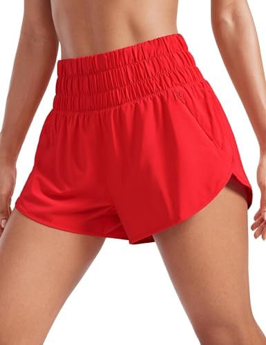 CRZ YOGA High Waisted Dolphin Running Shorts for Womens Mesh Liner for Gym Workout Athletic with ... | Amazon (US)