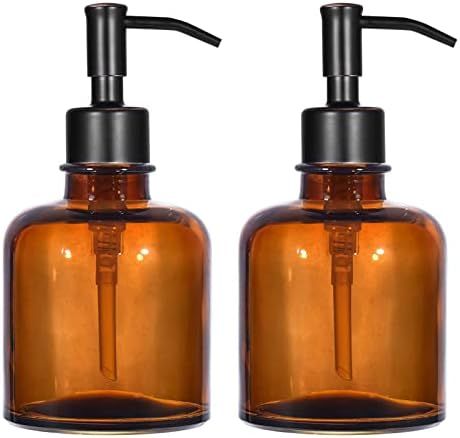 2 PCS Thick Amber Glass Jar Soap Dispenser with Oil Rubbed Bronze Stainless Steel Pump, 12ounce Bost | Amazon (US)
