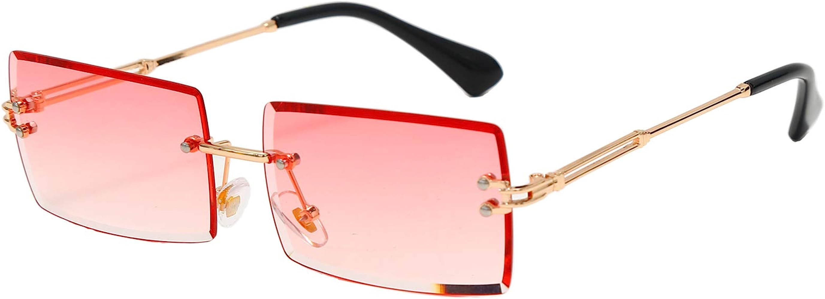 Yimosro Rectangle Sunglasses For Women Men Trendy Rimless Vintage Square Sunglasses For Women Eyewea | Amazon (US)