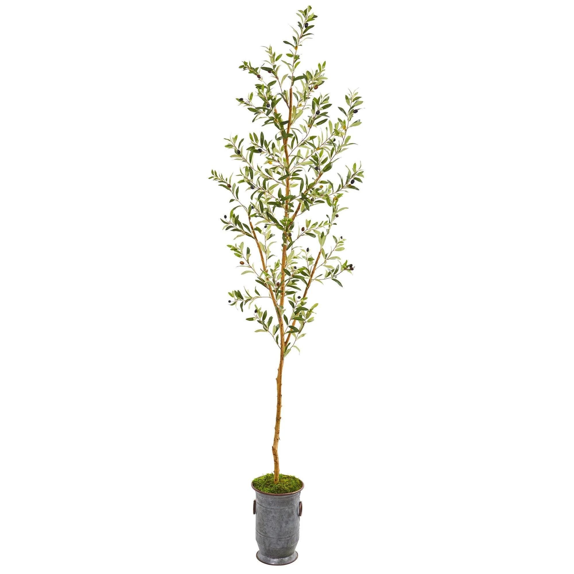 7.5’ Olive Artificial Tree in Decorative Planter | Nearly Natural