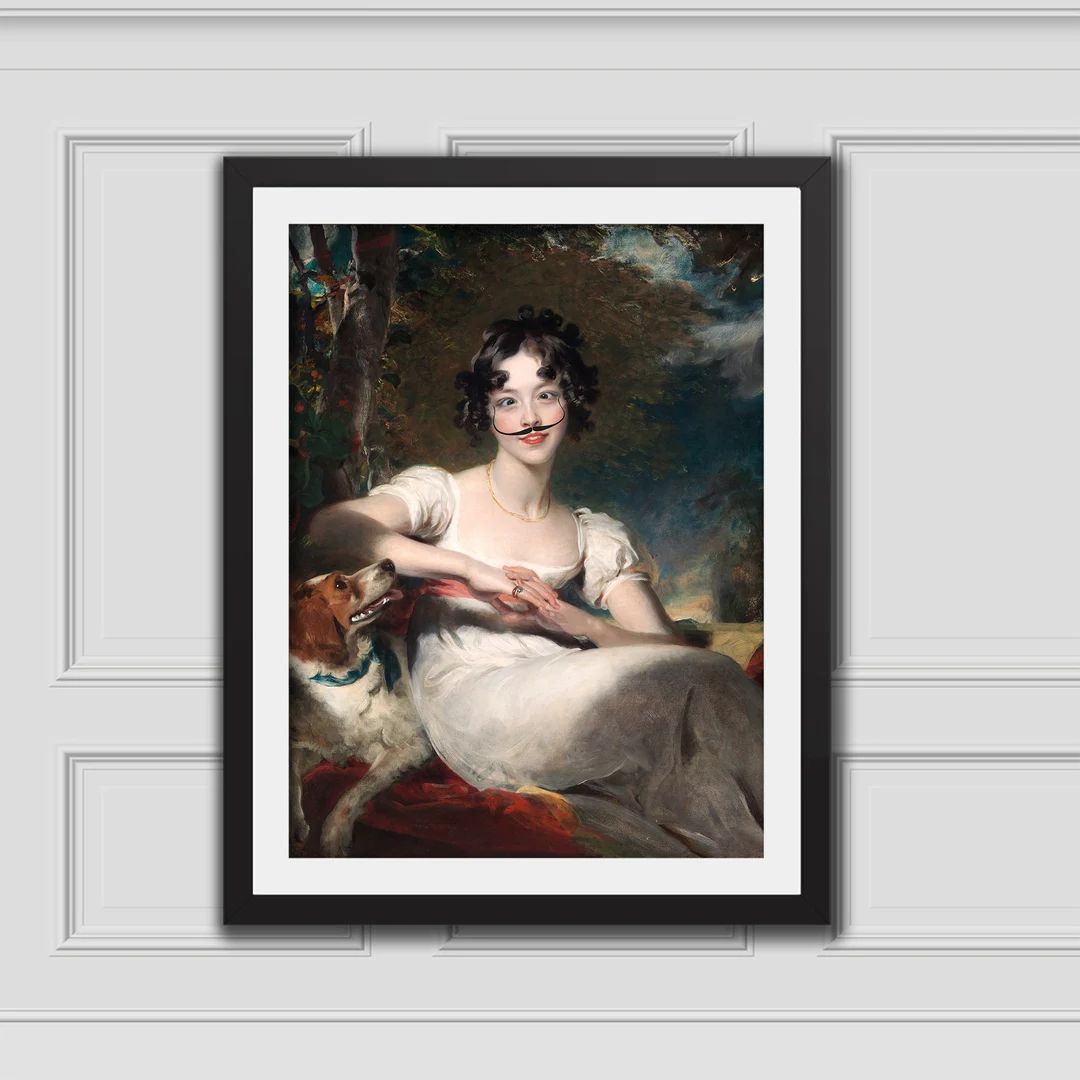Lady Maria W Dali Mustache Altered Art Portrait Altered - Etsy | Etsy (US)