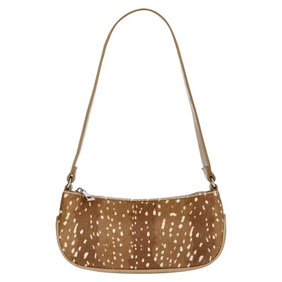 No Boundaries Women's Faux Leather Moto Shoulder Bag, Doe | Walmart (US)