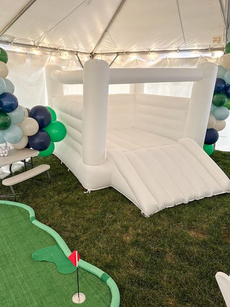 Hole in one first birthday ⛳️ 

• golf theme party, masters party, kids birthday, first birthday, baby birthday, toddler birthday, white bounce house, modern bounce house, kids toys, entertainment, activities, SMOL, SMOL bounce house, 

#LTKparties #LTKkids #LTKfamily