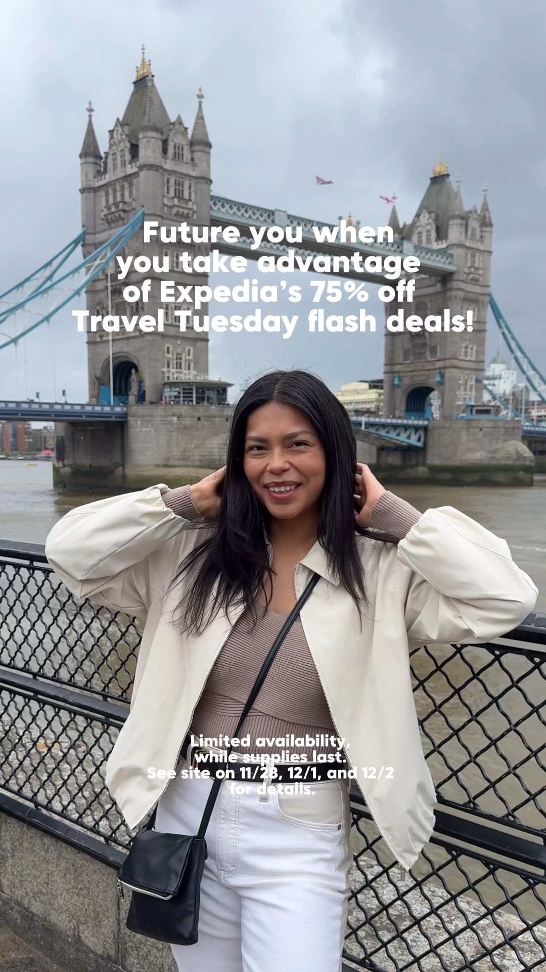 #EGPartner #ad #paidlink @Expedia dropping 75% off travel flash deals on 11/28, 12/1, and 12/2!!!

Snag your travel deals for 2026 now!

Limited availability, while supplies last. See site on 11/28, 12/1, and 12/2 for details.

#LTKCyberWeek 

#LTKHoliday #LTKSeasonal #LTKGiftGuide