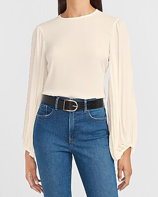 Pleated Balloon Sleeve Top | Express