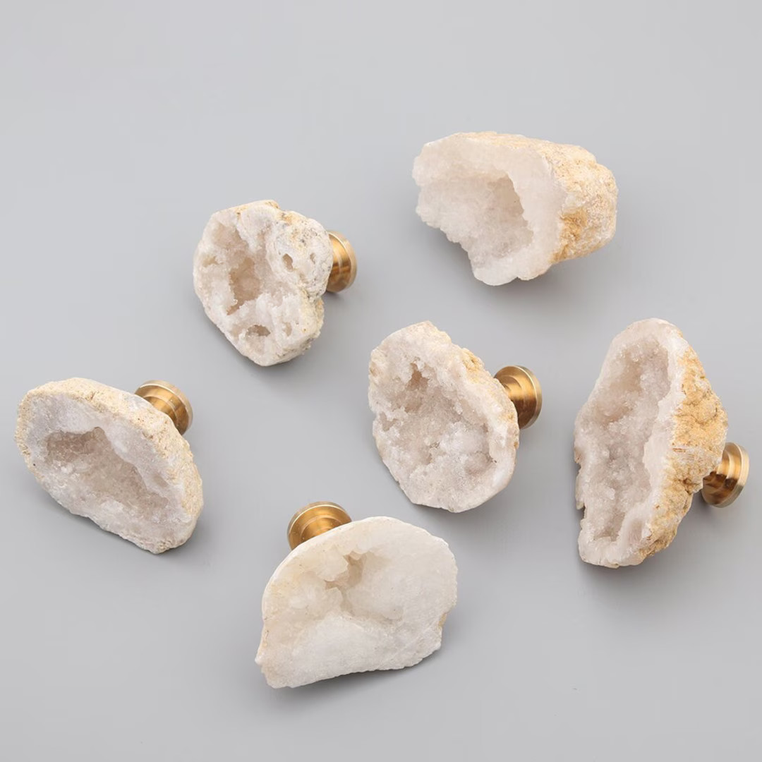 Natural Crystal Brass Base Drawer Pull Knob, Cabinet Knobs Handle, Cupboard Drawer Pulls, Modern ... | Etsy (US)