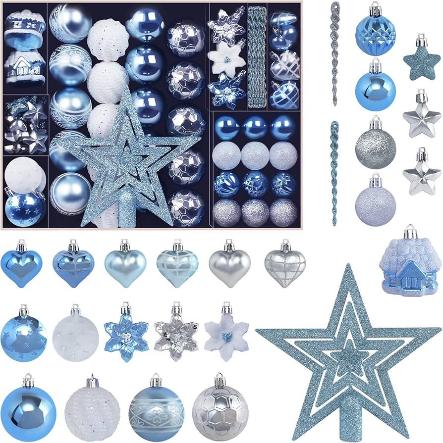 Christmas Ball Ornament Set, 88Pcs Plastic Shatterproof Christmas Xmas Tree Hanging Decorations, ... | Amazon (US)