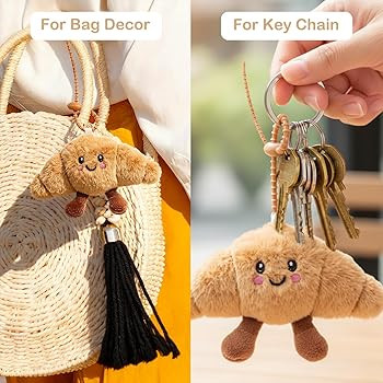 Croissant Keychain, Cute Croissant Bag Charm, Positive Energy Plush Keychain for Handbags Purse B... | Amazon (US)