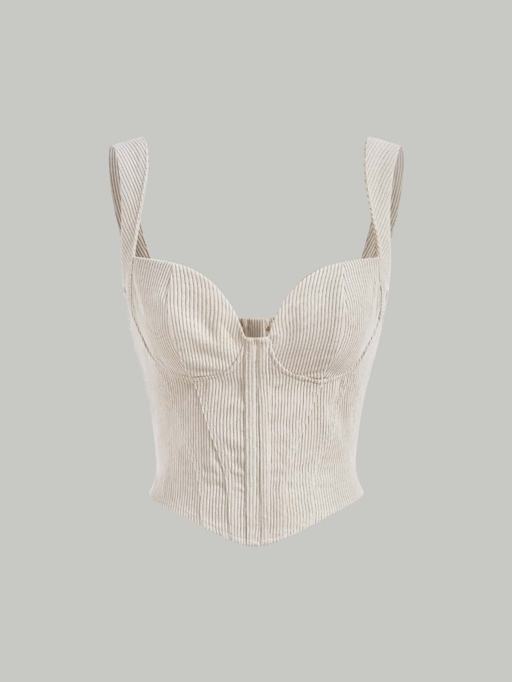 SHEIN MOD Zip Back Corset Structure Cord Wide Strap Top | SHEIN