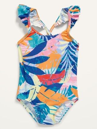 Printed Ruffle-Strap One-Piece Swimsuit for Toddler Girls | Old Navy (US)
