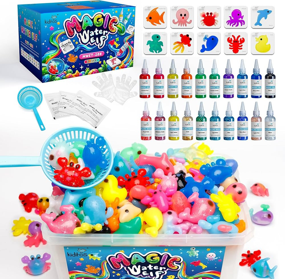 Magic Water Elf Toy Kit, Aqua Fairy Water Gel Kit with 20 Magic Gels, 10 Sea Creature Molds. Chri... | Amazon (US)