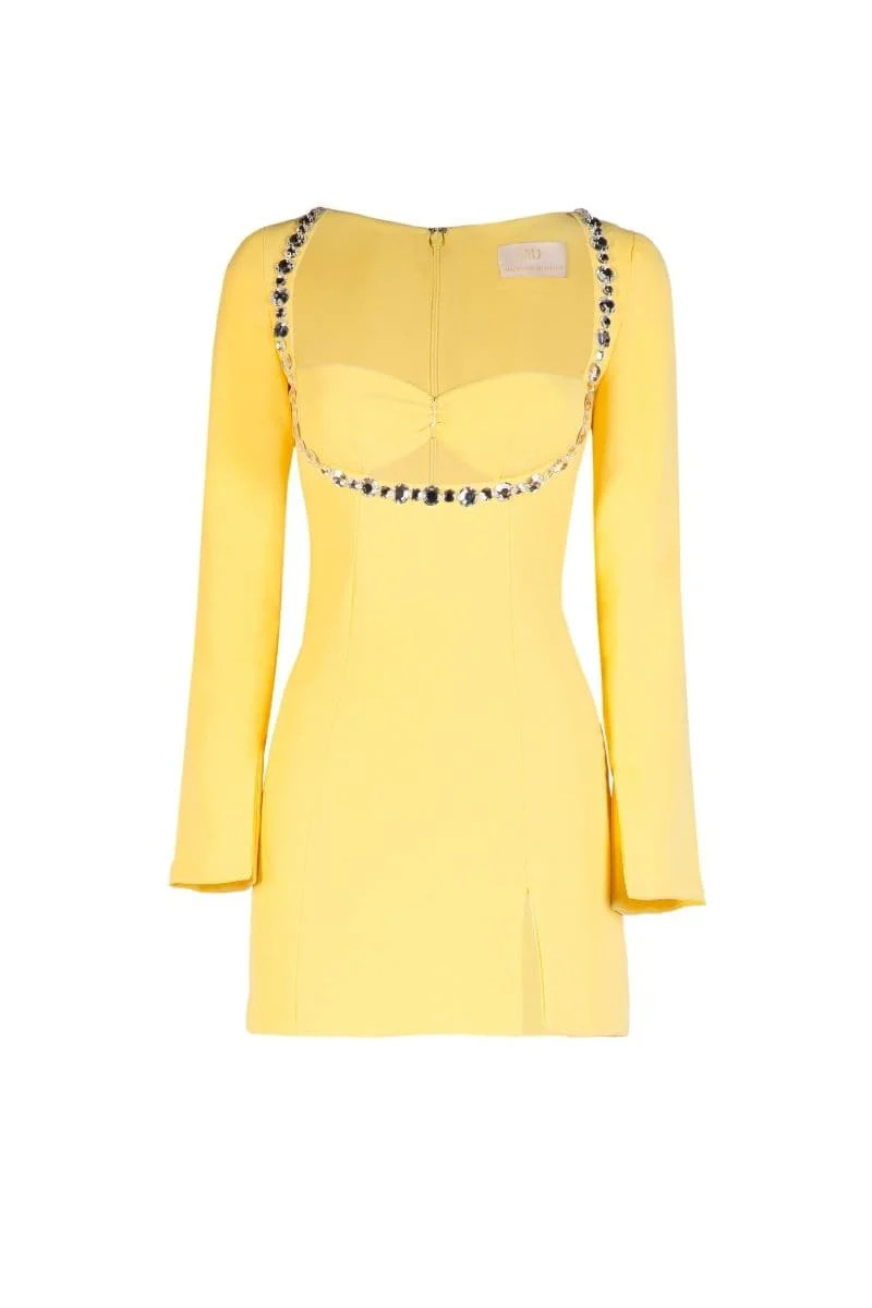 CELINE MINI EMBELLISHED CREPE MINI DRESS | CULT MIA UK LTD