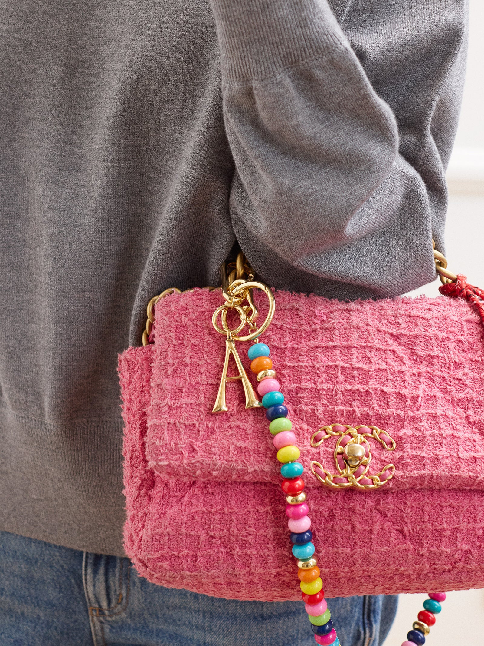 Initial Enamel Bag Charm - Gold | BaubleBar (US)