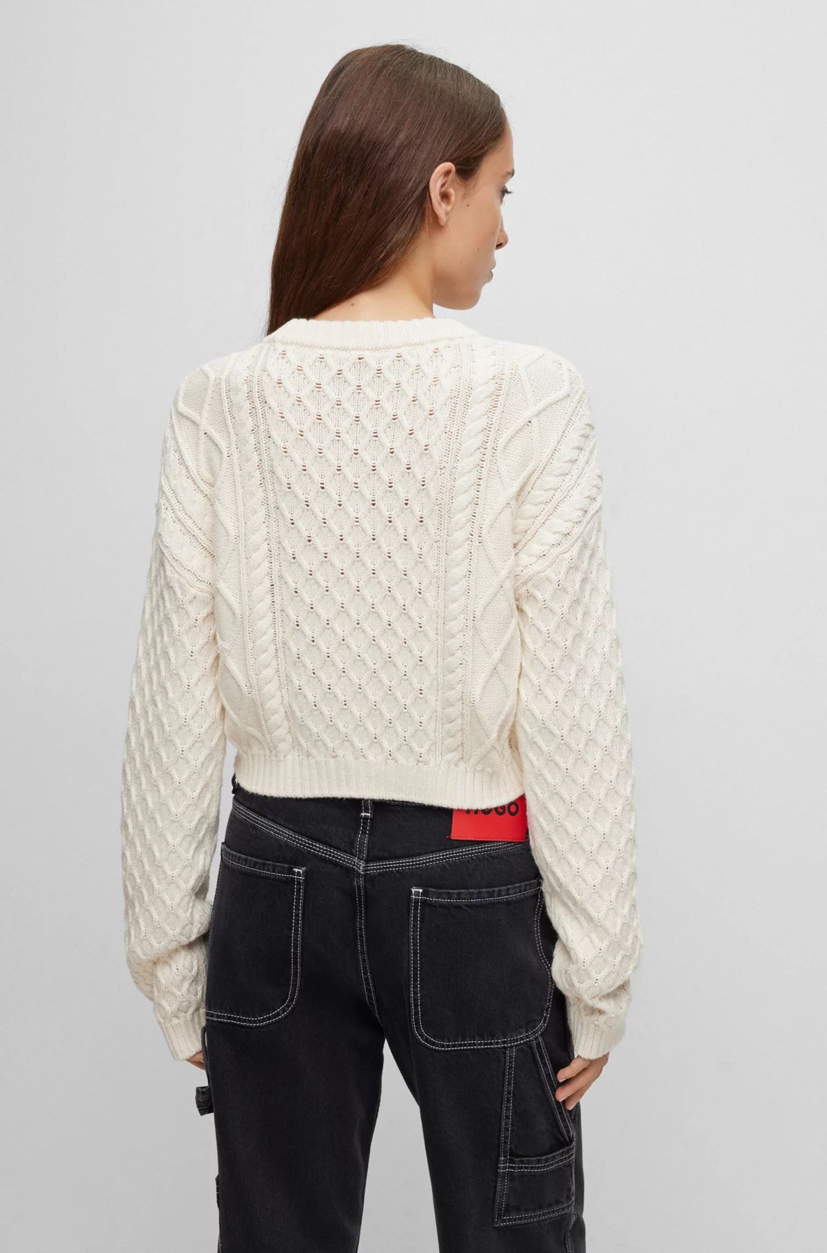 Cotton-blend sweater with cable-knit structure | Hugo Boss (UK)